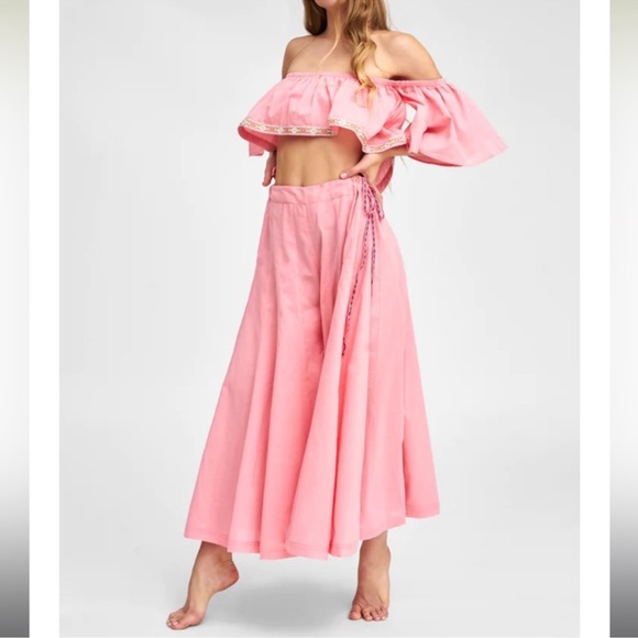 Pitusa Tops - Pitusa Solid Flare Top & Pant Set in Barbie Pink